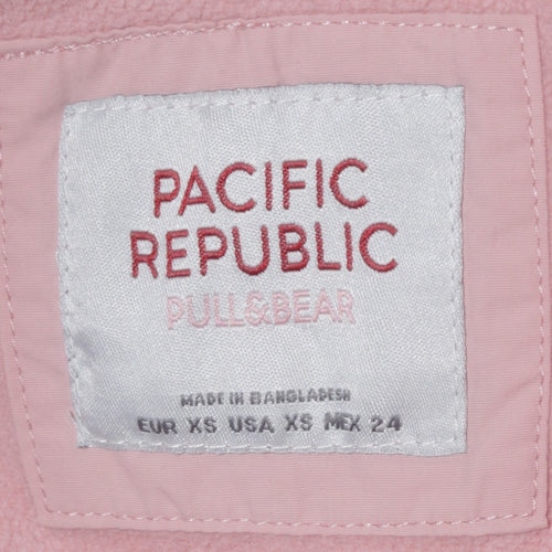 Pull & Bear Women Pink Hooded Anorak Jacket XS Casual Lined