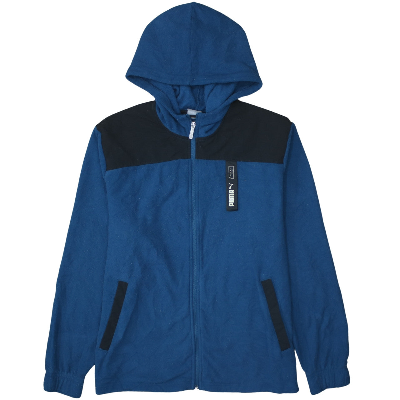 Puma Men's Blue Full Zip Hoodie Size M with Logo Detail