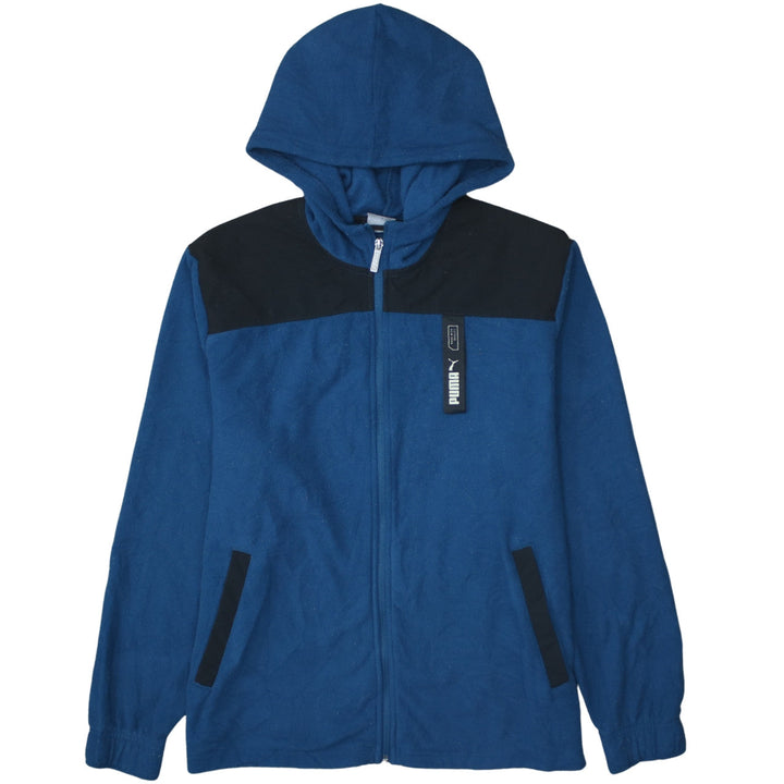 Puma Men's Blue Full Zip Hoodie Size M with Logo Detail