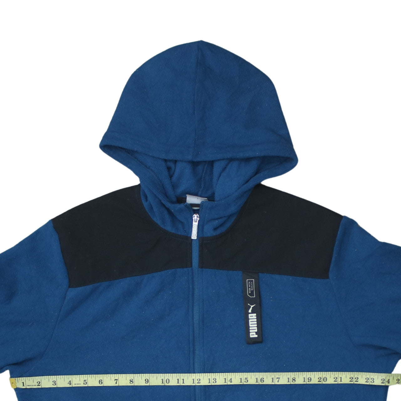 Puma Men's Blue Full Zip Hoodie Size M with Logo Detail