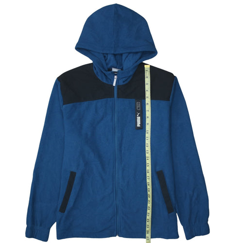 Puma Men's Blue Full Zip Hoodie Size M with Logo Detail