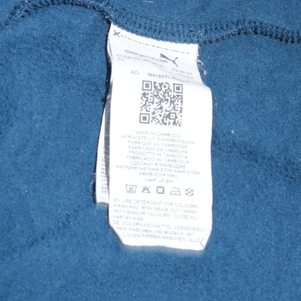Puma Men's Blue Full Zip Hoodie Size M with Logo Detail