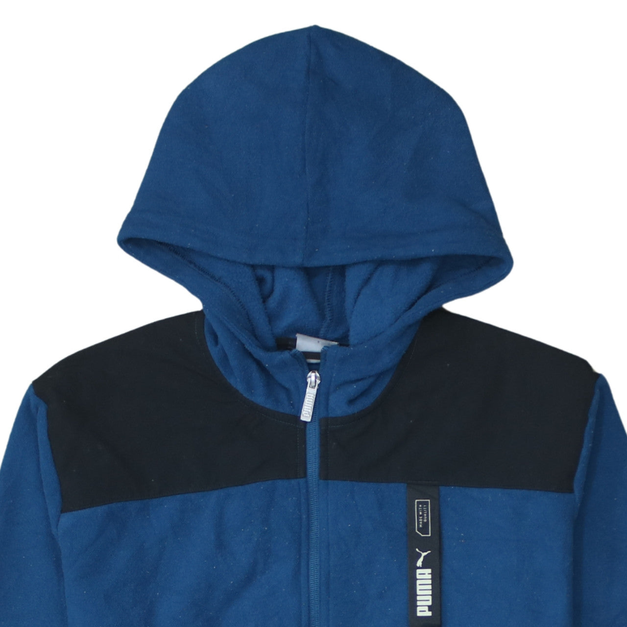 Puma Men's Blue Full Zip Hoodie Size M with Logo Detail