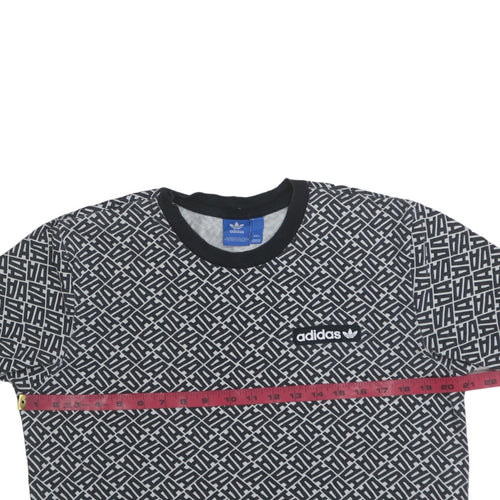 adidas Men’s Black Geometric Logo Cotton T-Shirt Size L