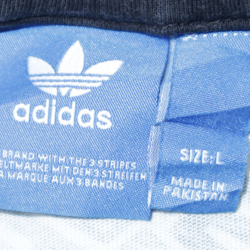 adidas Men’s Black Geometric Logo Cotton T-Shirt Size L