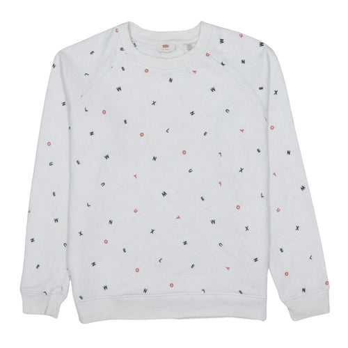 Levi's Womens White Letter Print Pullover Sweatshirt Size S