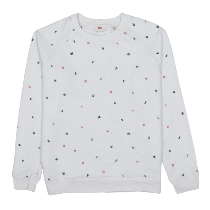 Levi's Womens White Letter Print Pullover Sweatshirt Size S