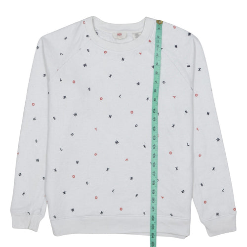 Levi's Womens White Letter Print Pullover Sweatshirt Size S