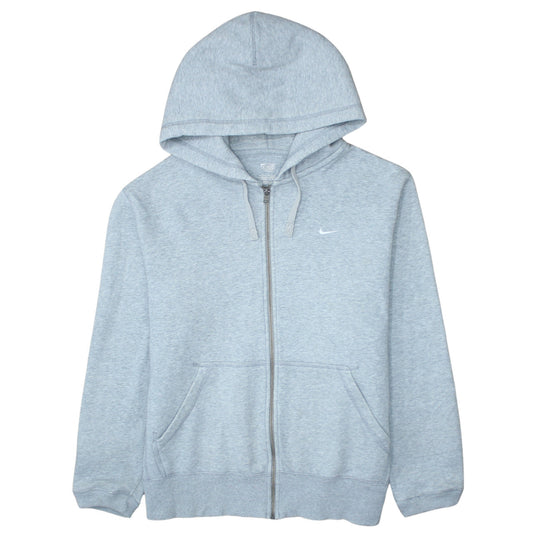 Nike Men Grey Full Zip Hoodie L Regular Fit Sports Fleece