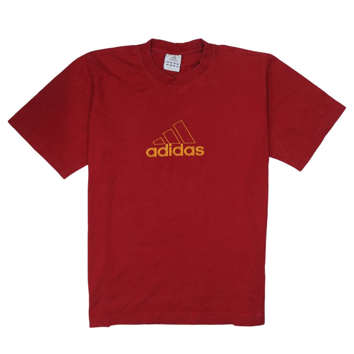 Adidas Men's Red Cotton Short Sleeve Sports Logo T-Shirt Size M