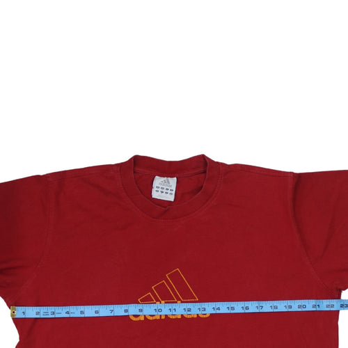 Adidas Men's Red Cotton Short Sleeve Sports Logo T-Shirt Size M