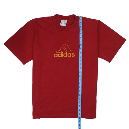 Adidas Men's Red Cotton Short Sleeve Sports Logo T-Shirt Size M