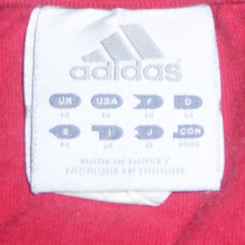 Adidas Men's Red Cotton Short Sleeve Sports Logo T-Shirt Size M
