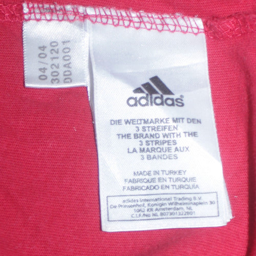 Adidas Men's Red Cotton Short Sleeve Sports Logo T-Shirt Size M