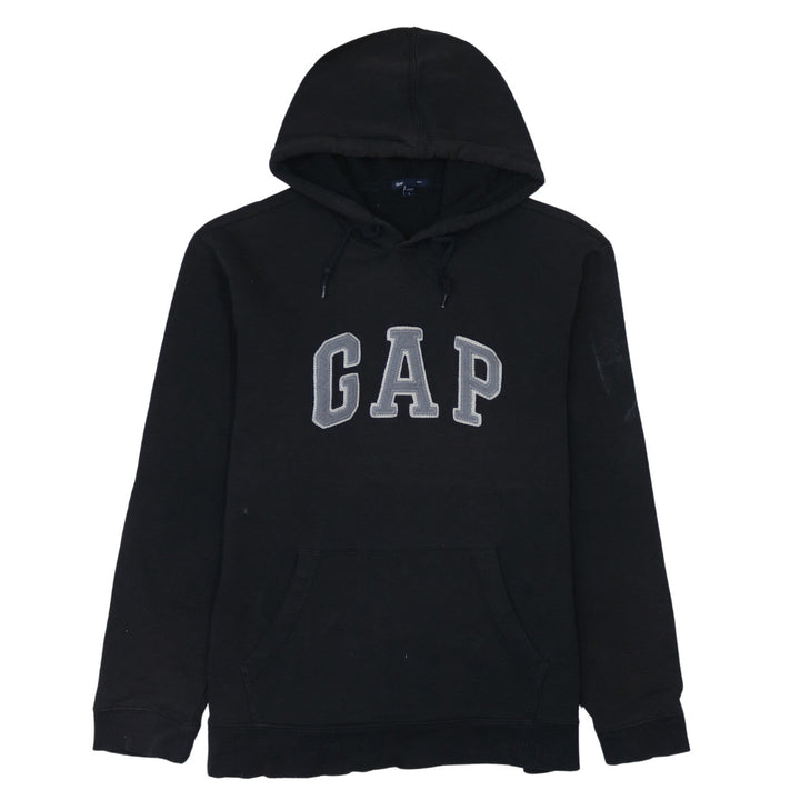 GAP Mens Black Pullover Hoodie L Logo Fleece Sweatshirt