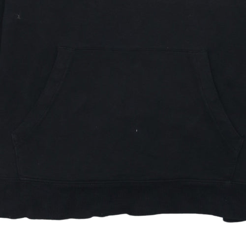 GAP Mens Black Pullover Hoodie L Logo Fleece Sweatshirt