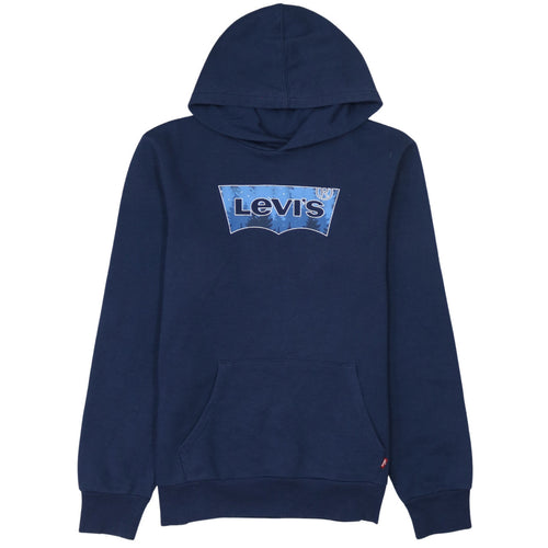 Levi's Boys Blue Pullover Hoodie 16 Years Graphic Logo Cotton Blend