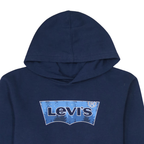 Levi's Boys Blue Pullover Hoodie 16 Years Graphic Logo Cotton Blend