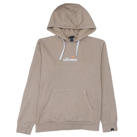 Ellesse Womens Beige Pullover Hoodie UK 12 Cotton Casual Sweatshirt