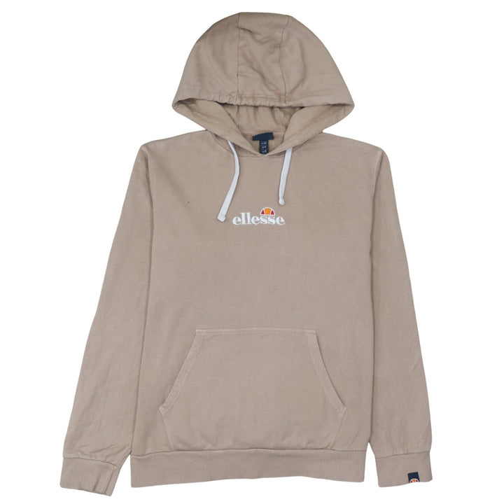 Ellesse Womens Beige Pullover Hoodie UK 12 Cotton Casual Sweatshirt