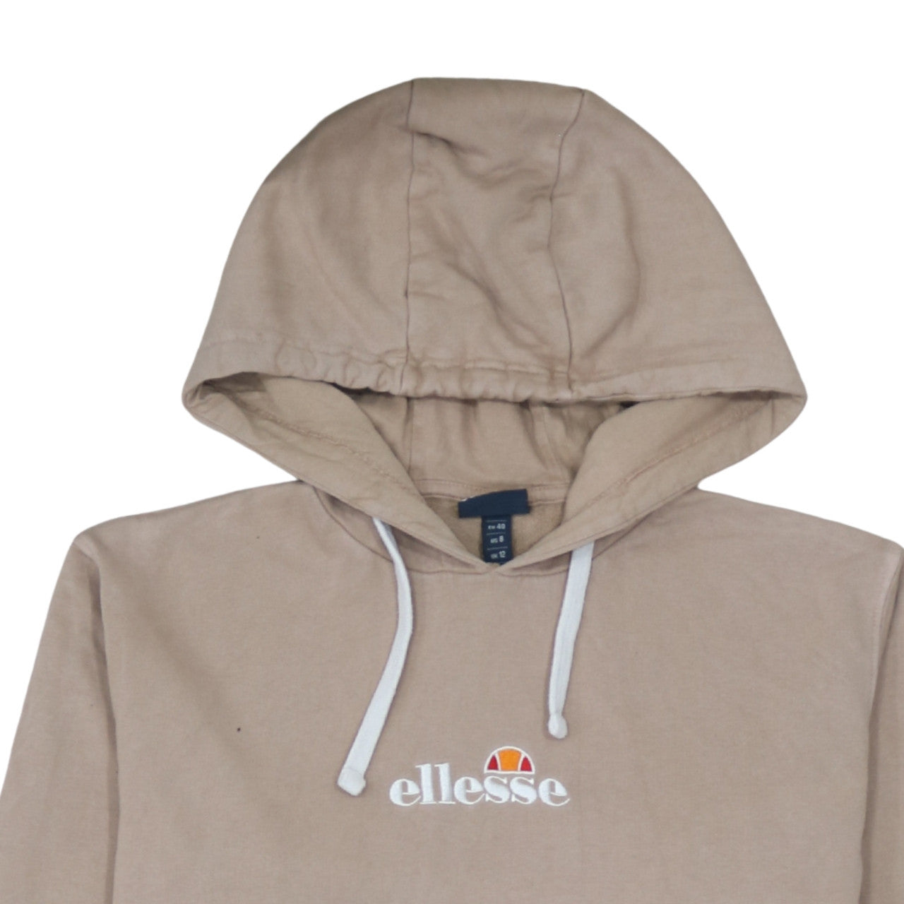 Ellesse Womens Beige Pullover Hoodie UK 12 Cotton Casual Sweatshirt