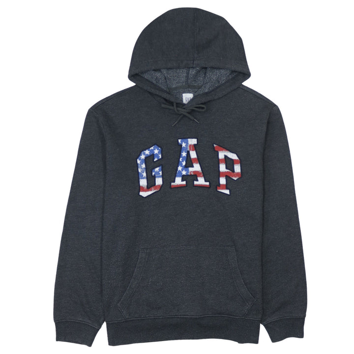 GAP Men's Grey USA Flag Logo Pullover Hoodie Size L