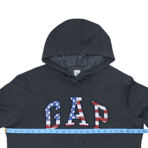 GAP Men's Grey USA Flag Logo Pullover Hoodie Size L