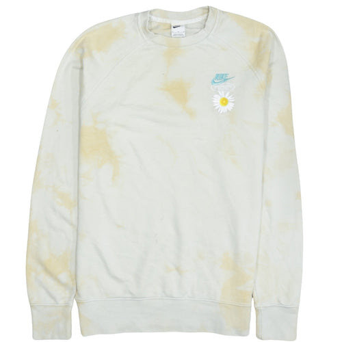 Nike Womens Beige Tie Dye Crew Neck Sweatshirt M Daisy Graphic