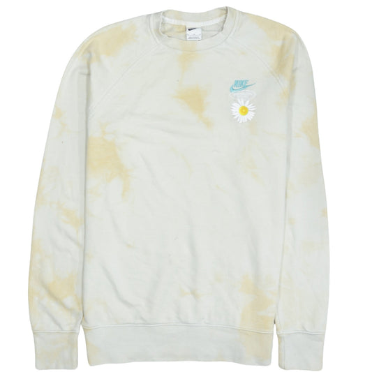 Nike Womens Beige Tie Dye Crew Neck Sweatshirt M Daisy Graphic