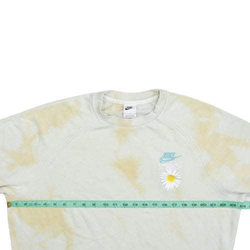 Nike Womens Beige Tie Dye Crew Neck Sweatshirt M Daisy Graphic