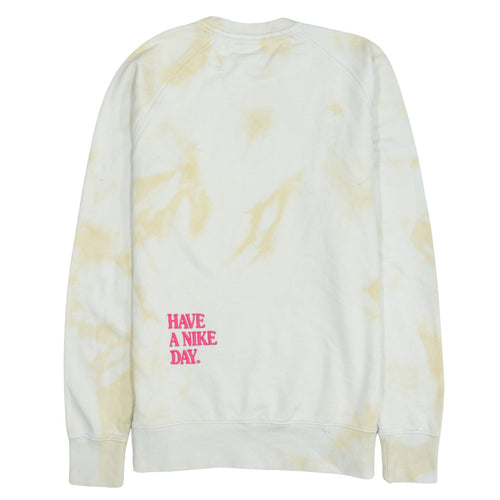 Nike Womens Beige Tie Dye Crew Neck Sweatshirt M Daisy Graphic