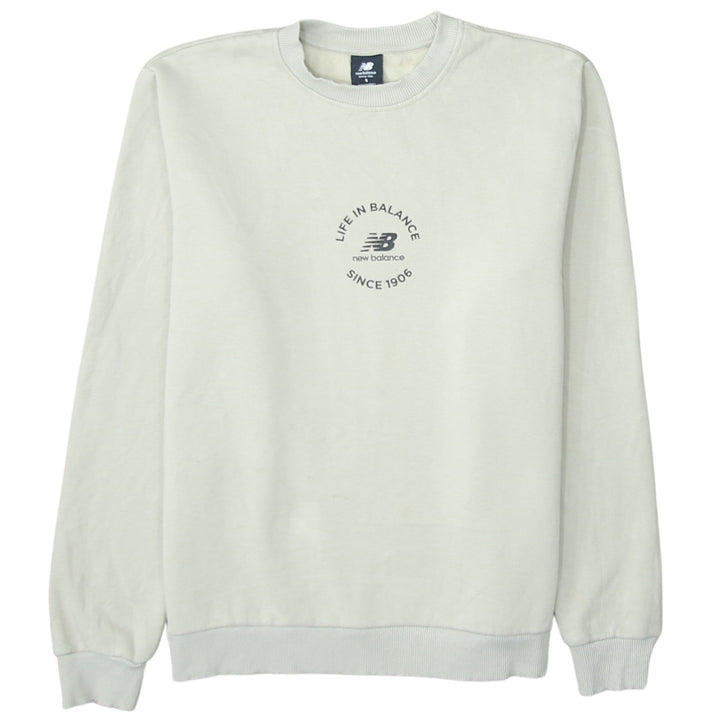New Balance Men Beige S Crew Neck Pullover Sweatshirt