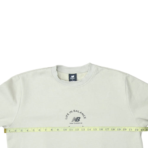 New Balance Men Beige S Crew Neck Pullover Sweatshirt