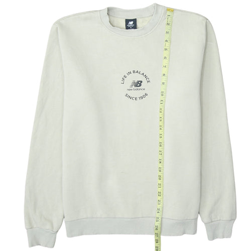 New Balance Men Beige S Crew Neck Pullover Sweatshirt