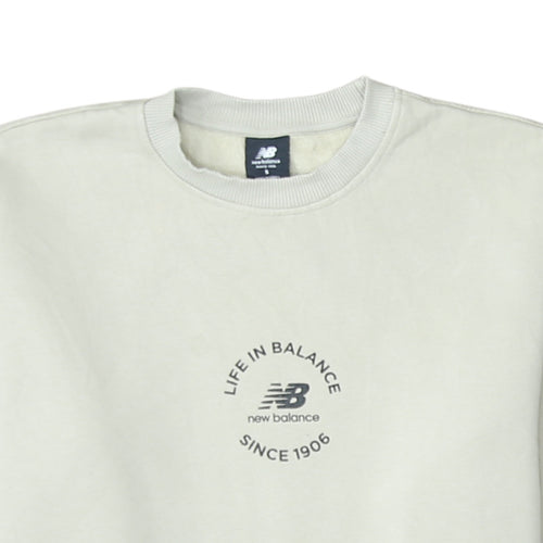 New Balance Men Beige S Crew Neck Pullover Sweatshirt