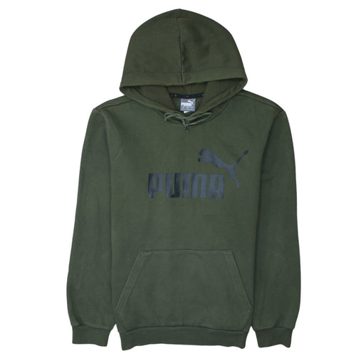 Puma Men's Green Pullover Hoodie Small Regular Fit Fleece Sportswear