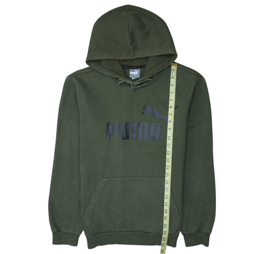 Puma Men's Green Pullover Hoodie Small Regular Fit Fleece Sportswear