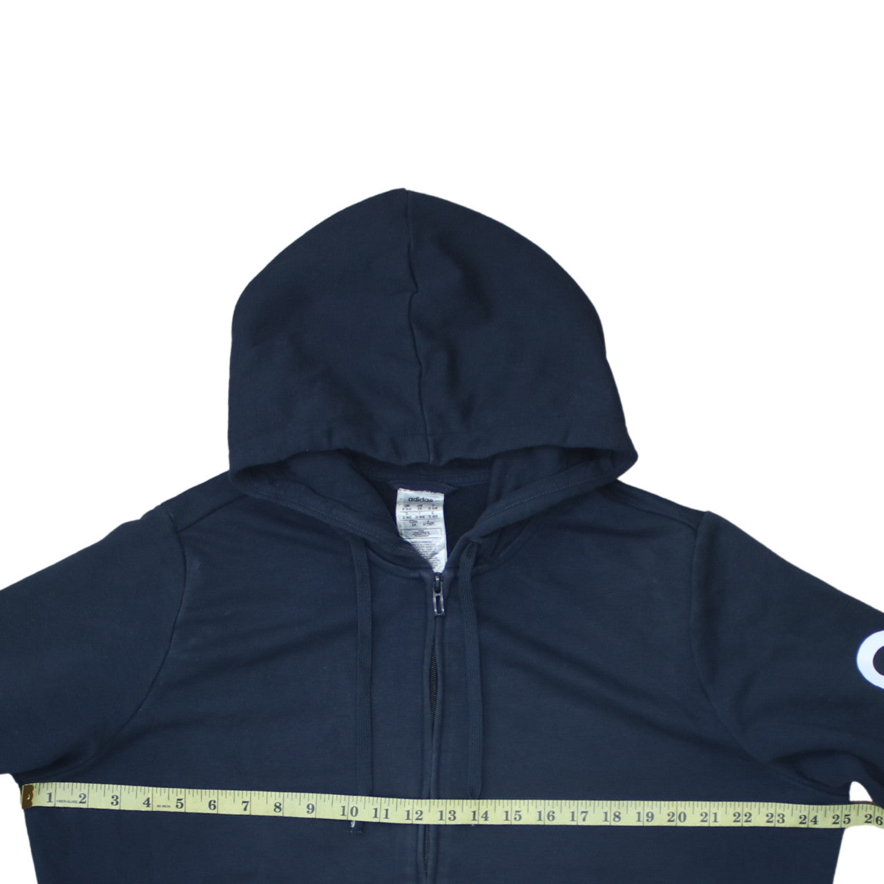 Adidas Women Navy Blue Full Zip Hoodie 2XL Logo Print Cotton Blend