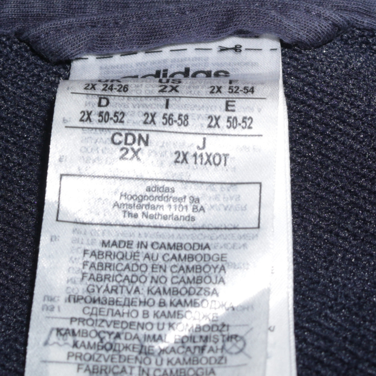 Adidas Women Navy Blue Full Zip Hoodie 2XL Logo Print Cotton Blend