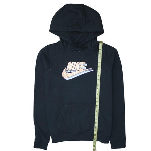 Nike Women Black Pullover Hoodie Medium Graphic Print Logo