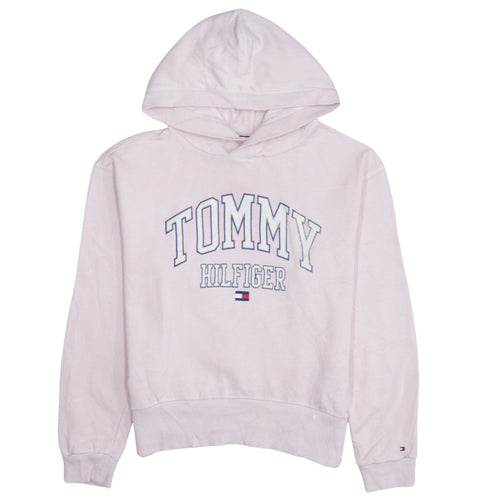 Tommy Hilfiger Girls Pink Pullover Hoodie Size 13 Years Logo Sweatshirt
