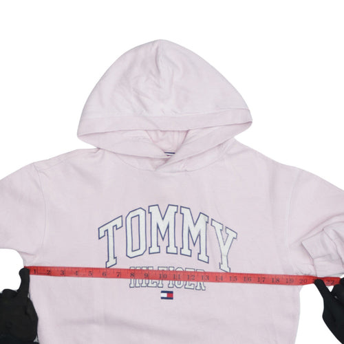 Tommy Hilfiger Girls Pink Pullover Hoodie Size 13 Years Logo Sweatshirt
