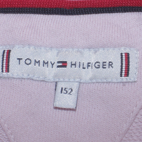 Tommy Hilfiger Girls Pink Pullover Hoodie Size 13 Years Logo Sweatshirt