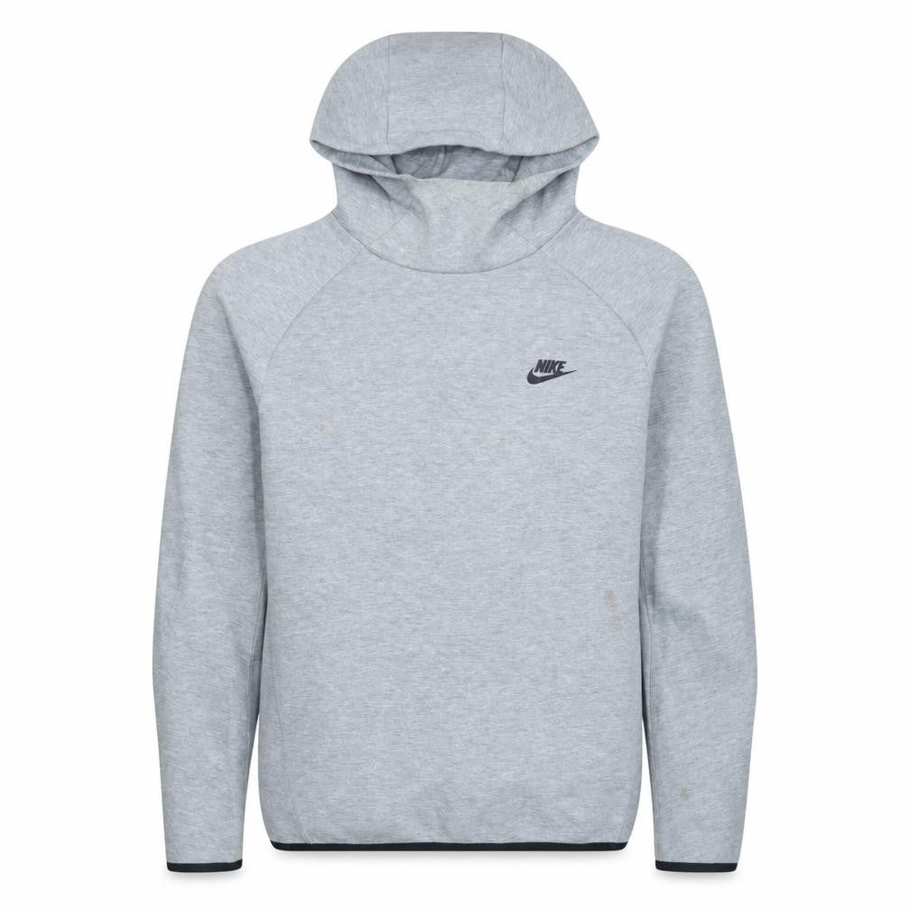 Front view of Nike Men’s Grey Pullover Hoodie, size S, Regular Fit Sportswear