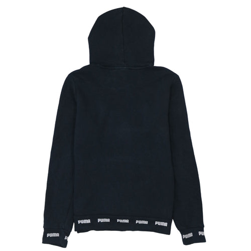PUMA Womens Black Pullover Hoodie Small Logo Print Casual