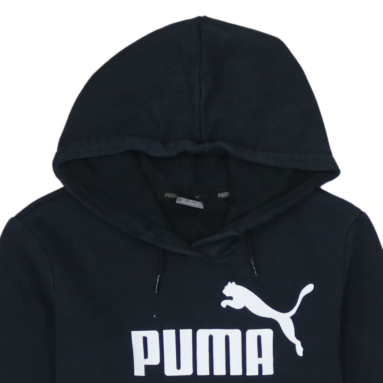 PUMA Womens Black Pullover Hoodie Small Logo Print Casual