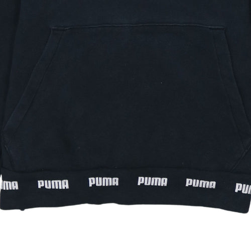 PUMA Womens Black Pullover Hoodie Small Logo Print Casual