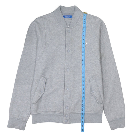 Adidas Men's Grey Varsity Jacket L Regular Fit Fleece Snap Fasten