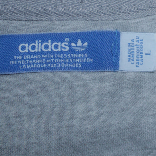 Adidas Men's Grey Varsity Jacket L Regular Fit Fleece Snap Fasten