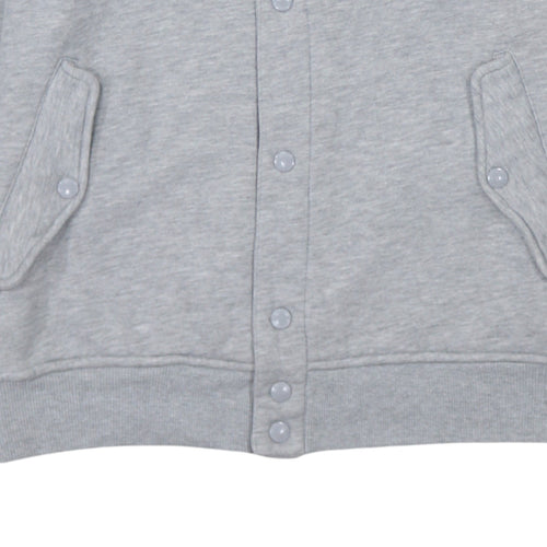 Adidas Men's Grey Varsity Jacket L Regular Fit Fleece Snap Fasten